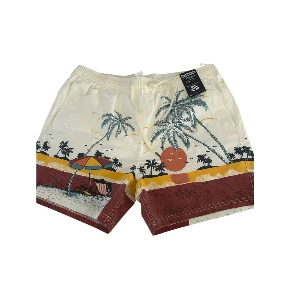 Fair Harbor The Bungalow 5” Swim Trunk in Beach Sunset, a size XXL, NWT